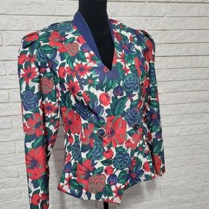 Good Times blazer jacket sz 10 blue and red floral vintage print